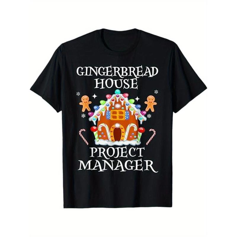 Gingerbread House Project manager Decorating Baking Xmas T-Shirt, Black, 100% Cotton, Gift for Men Dad Friends, S-XXXL...