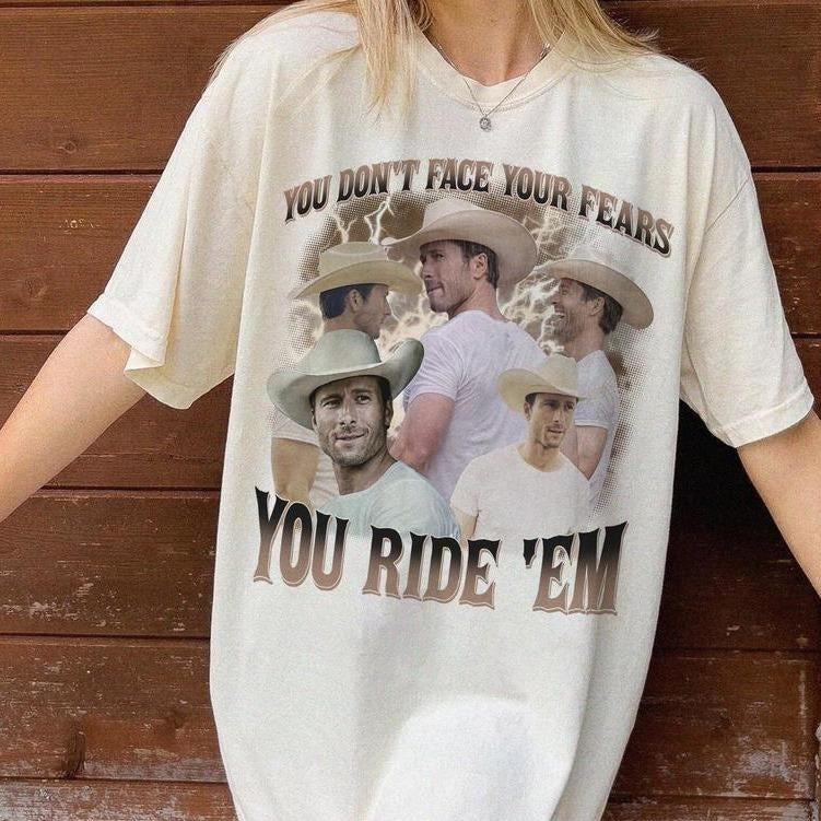 Glen Powel You Don't Face Your Fears You Ride Em Gildan T-shirt, Sweatshirt, Hoodie - Movie Twister Shirt, Not My First Tornado - Streetwear Comfort Basic