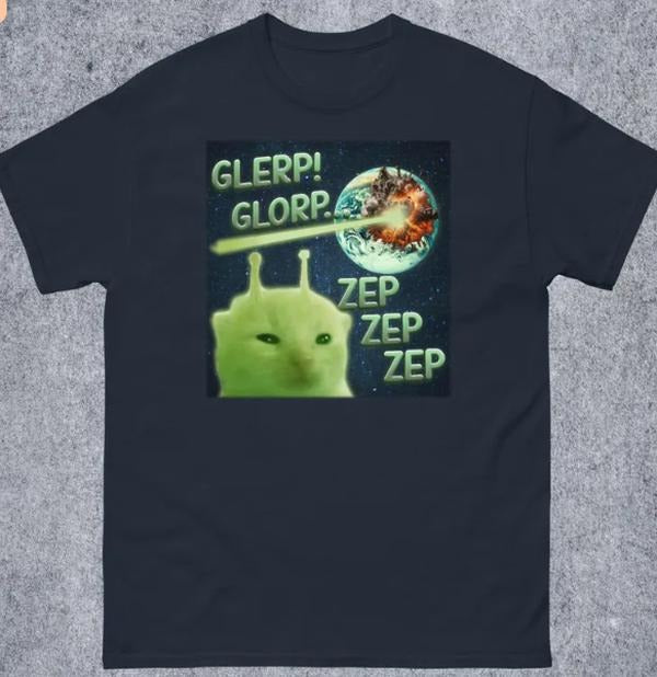 Glerp Glorp Funny Alien Cat Cat Meme Tee Shirt Gift for Woman and Man, Brainrot T-shirt, Goofy ahh Shirts Hoodie, Sweatshirt