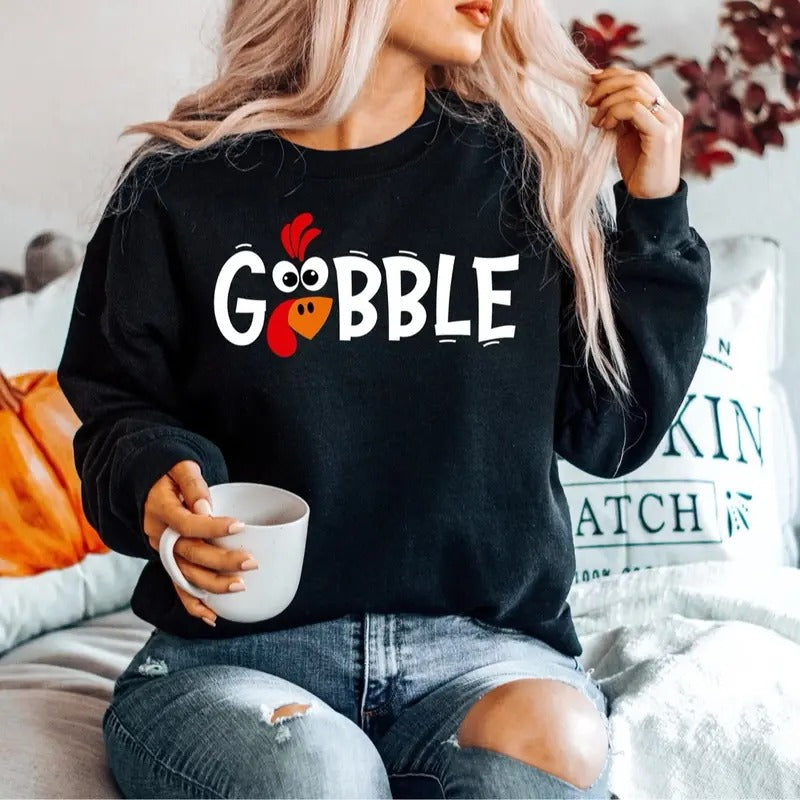 Gobble Shirt Funny Cute Turkey Face Family Thanksgiving Tee Thanksgiving Shirts for Women Mom Thanksgiving...