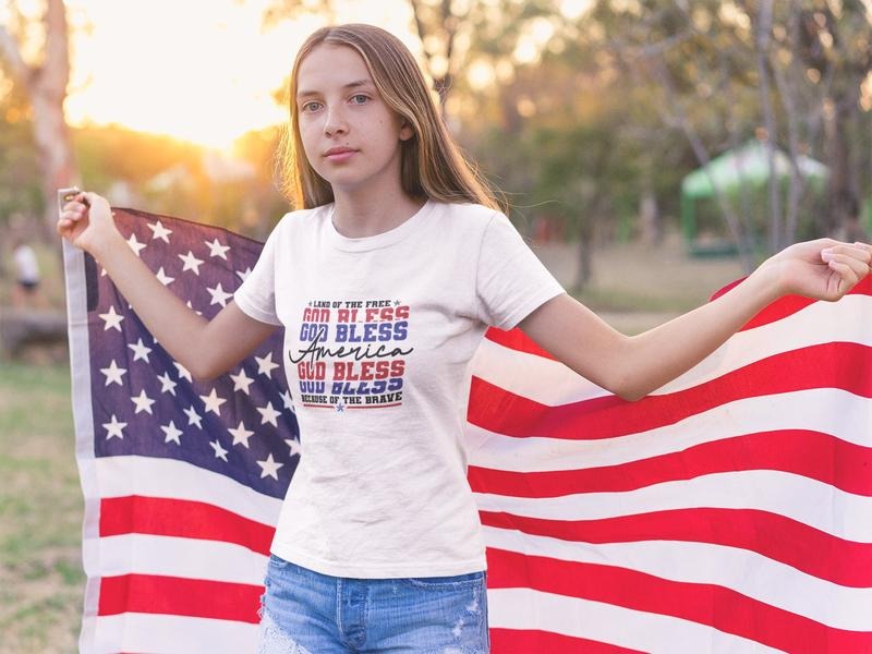 God Bless America T-shirt Freedom T-shirt Land Of The Free Because Of The Brave T-shirt Retro American Flag Tee 4th Of July Shirt