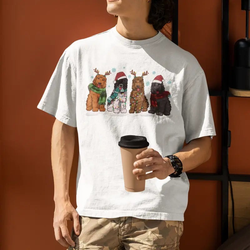 Golden Doodle Christmas T Shirt, Doodle Holiday Shirt, Doodle Dog Face Shirt, Golden Doodle Christmas Gifts, Unisex T...