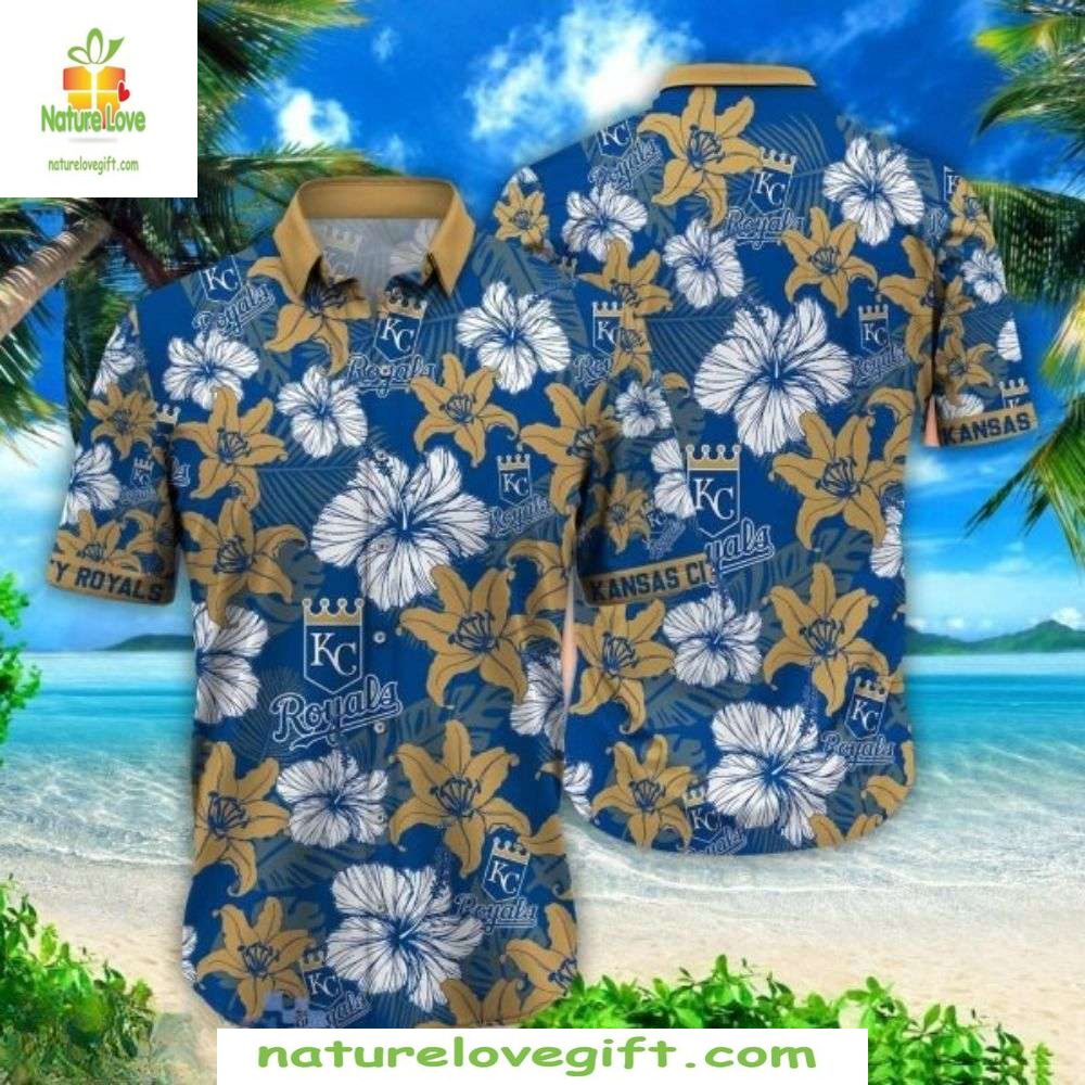 Kansas City Royals Hawaiian Shirt Tropical Hibiscus MLB Baseball Apparel