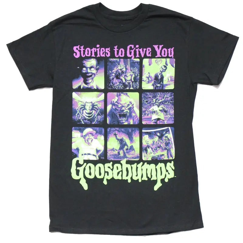 Goosebumps Stories To Give You Shirt, Goosebumps Panel Poster Tshirt, Goosebumps Shirt, Green And Pink Halloween Shirt, Movies Shirt