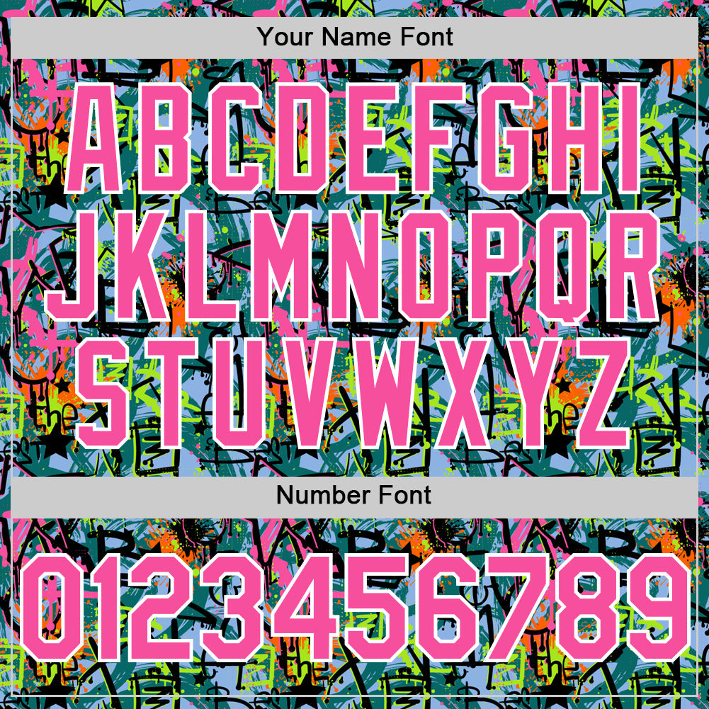 Custom Graffiti Pattern Pink-White Splatter Authentic Baseball Jersey