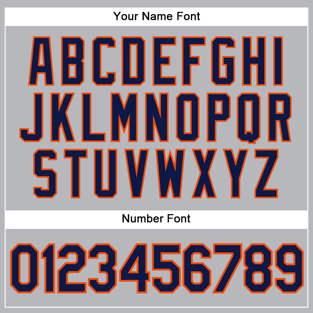 Custom Gray Navy Pinstripe Orange Authentic Baseball Jersey