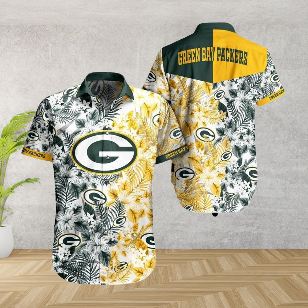 Green Bay Packers Floral Gold Rush Hawaiian Shirt by