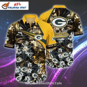 Green Bay Packers Hawaiian Shirt With Bold Floral And Logo