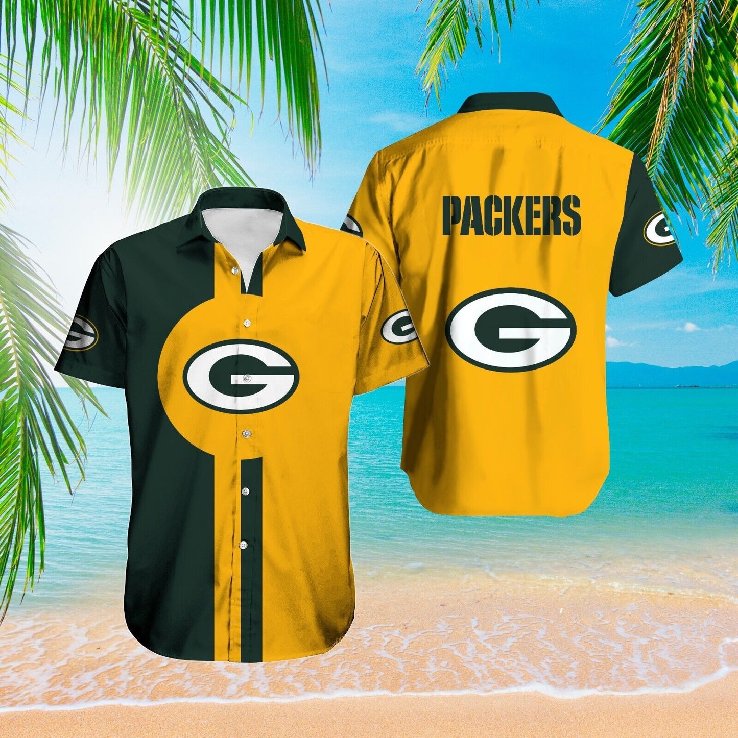 Green Bay Packers Hawaiian Shirt Sunset Stripe Design 661832