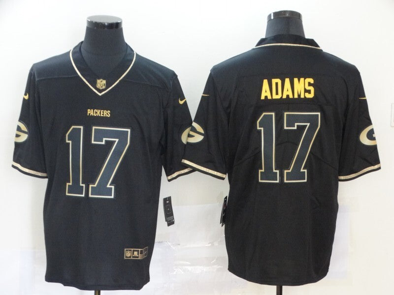 Green Bay Packers #17 Davante Adams Packers Black Retro Gold 010