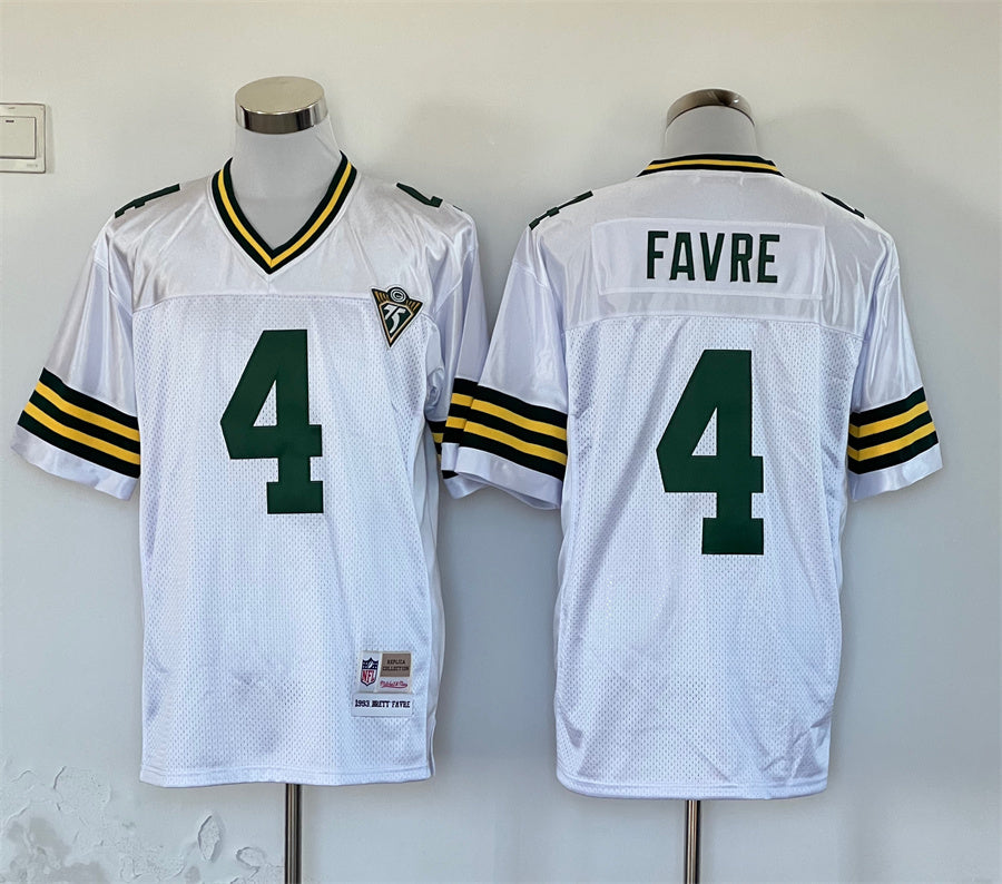 Green Bay Packers #4 Brett Favre Packers 4 White Retro