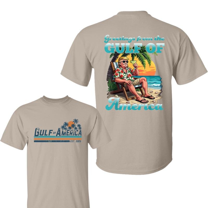 Greeting From The Patriotic Gulf Of USA America Retro Shirt, Gulf Of America Est 2025 Graphic Printed Classic Cotton Unisex Shirt, For Men And Women