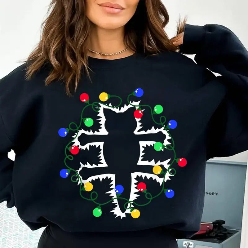 Griswold Cat Wrapped in Christmas Lights Shirt, Christmas Sweatshirt, Funny Christmas Vacation Hoodie, Holiday...