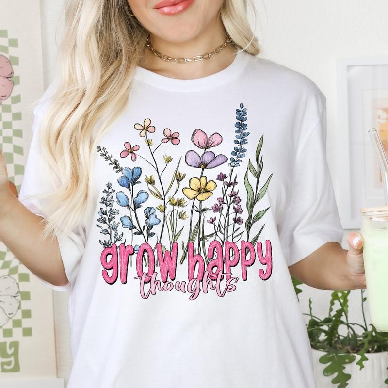 Grow Happy Thoughts DTF Transfers - THIS IS NOT A SHIRT Hoodie, Sweatshirt | InkThreadWorks.com