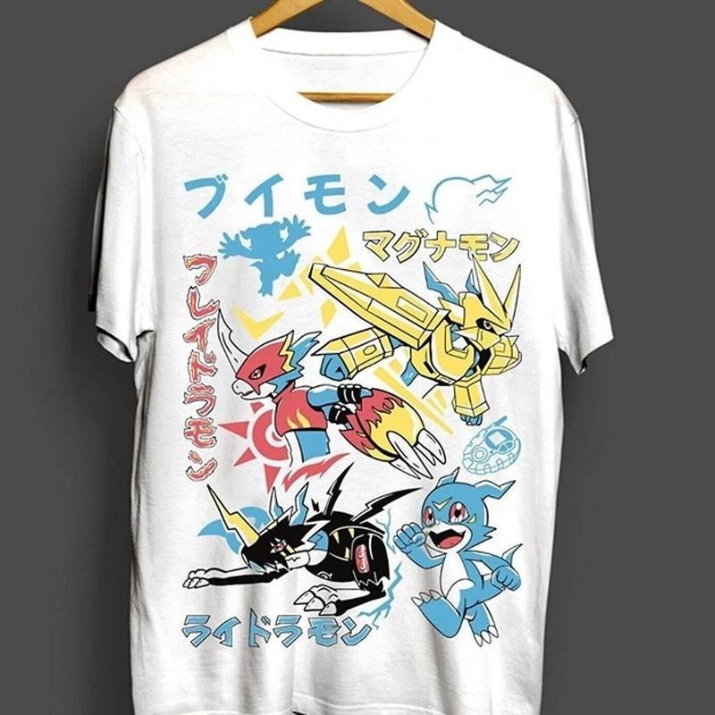 Guilmon Omnimon Anime Gift White Shirt All Size Veemon Digimon Adventure T-shirt