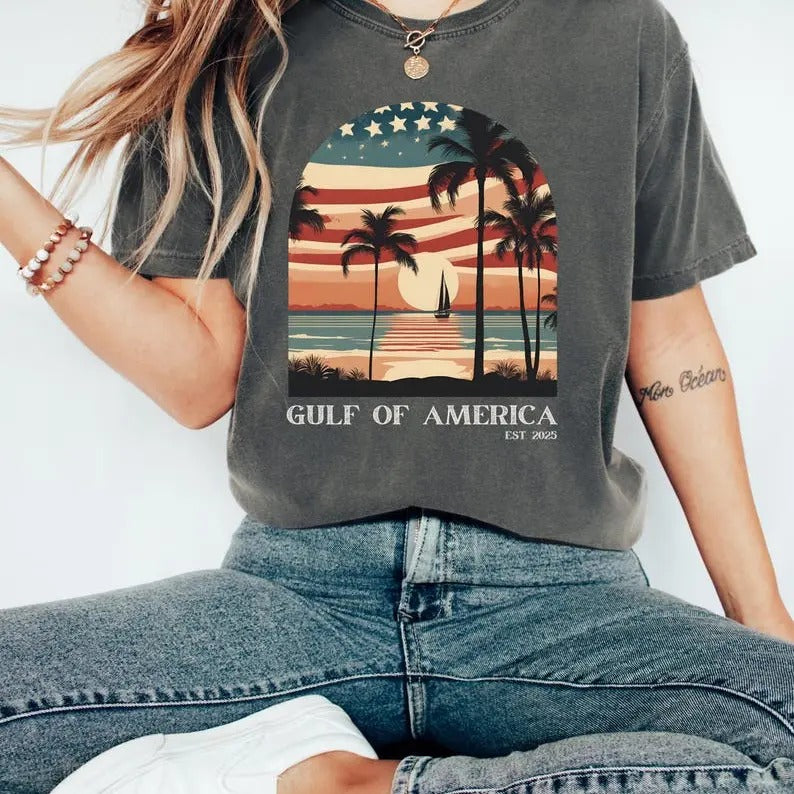 Gulf of America Patriotic Vintage T-Shirt, Retro USA Shirt, Americana Graphic Tee, Make America Great Again Shirt