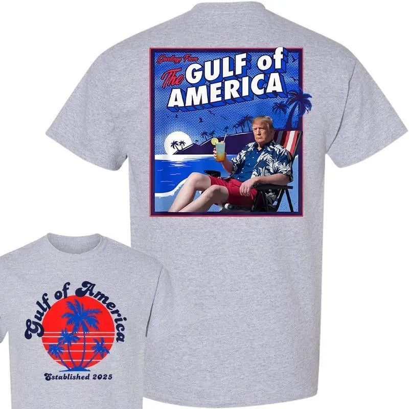 Gulf of America T-Shirt, Funny Ocean Vacation Tee, Retro USA Graphic Shirt, MAGA Trump TShirt, Crewneck Menswear Womenswear
