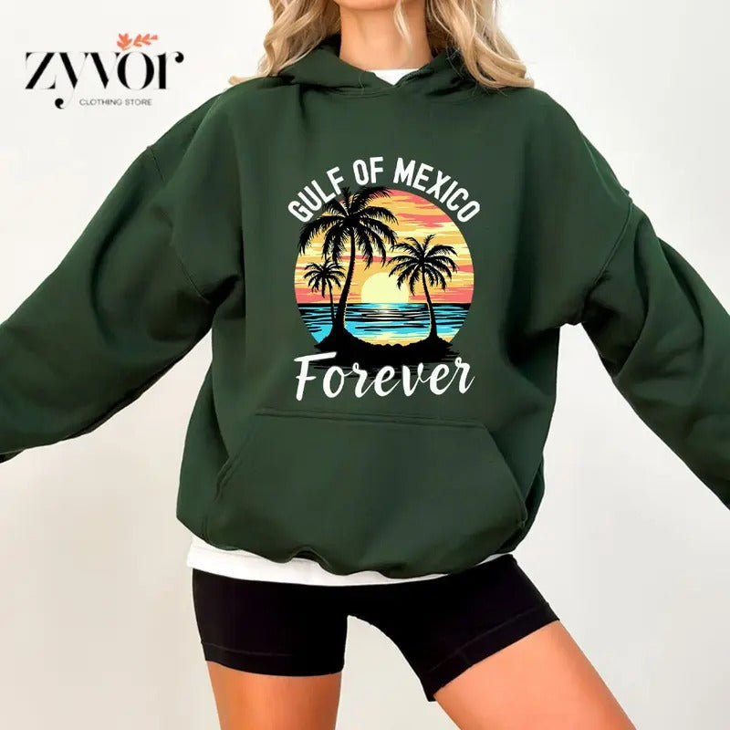 Gulf of Mexico Forever Hoodie Casual Street Style Fleece Fabric Pullover Hooded Sweatshirt for Women for Men T-Shirts