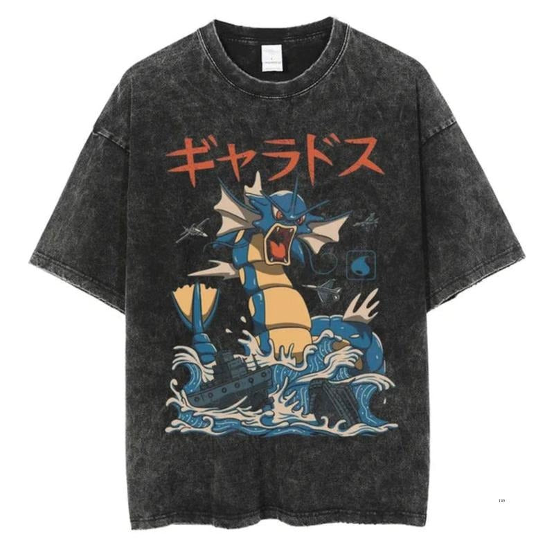Gyarados Attack Vintage Tee, Gyarados T-Shirt, Pokemon Graphic Tees, Pokemon Shirt, Unisex Anime Shirt, Menswear Womenswear Streetwear