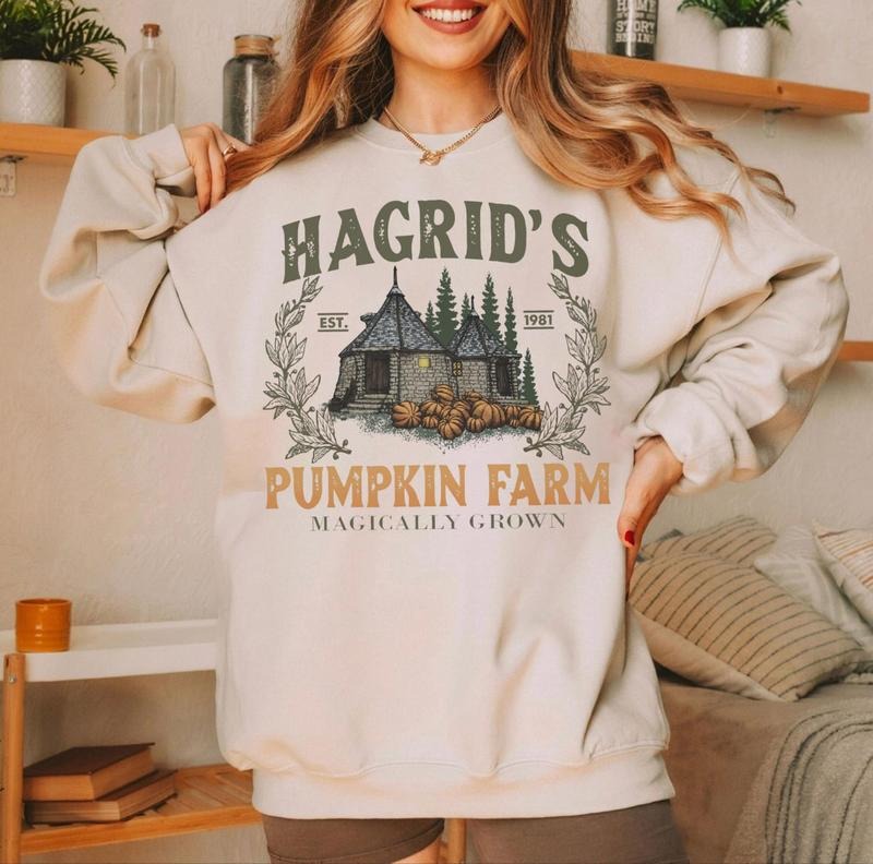 Hagrid's Pumpkin Patch Sweatshirt, Vintage Fall Shirt, Retro Halloween T-Shirt, Pumpkin Patch Sweatshirt, Wizard...