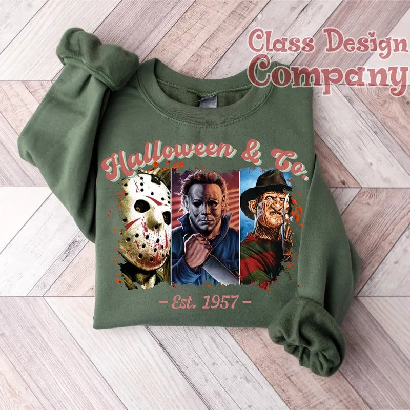 Halloween & Co Est. 1957 Sweatshirt, Horror Movie Characters Sweatshirt, Halloween Shirt, Horror Movie Sweatshirt, Halloween T-shirt