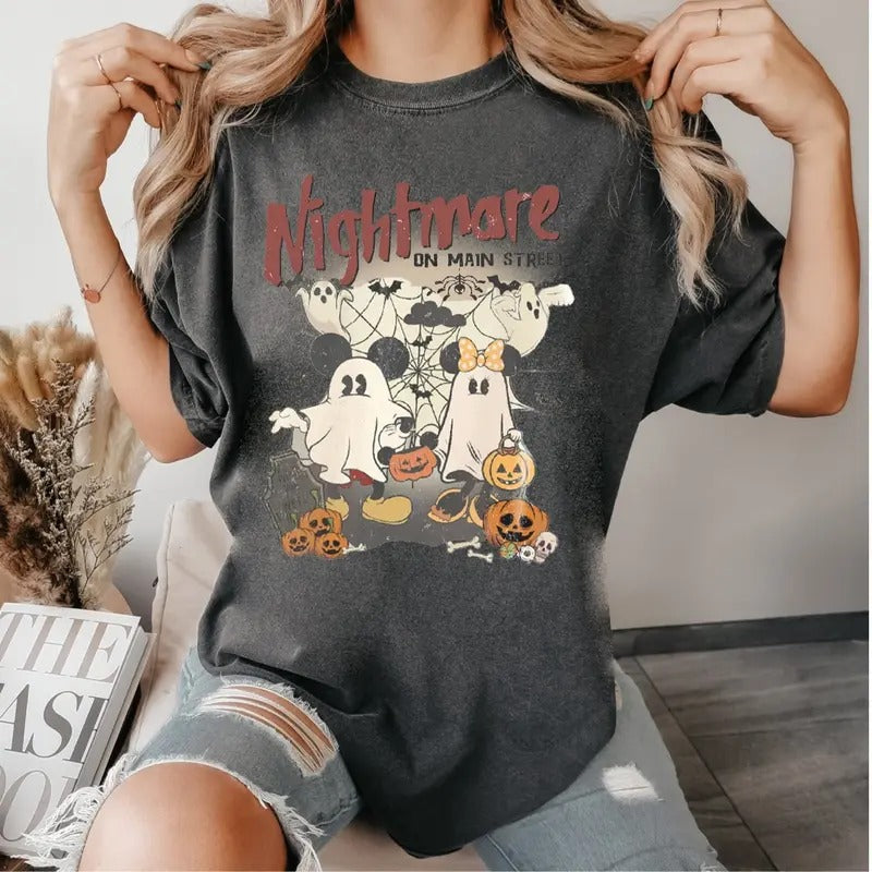 Halloween Comfort Color Shirt, Nightmare On The Main Street Shirt, Halloween Pumpkin, Ghost Halloween Shirt Hoodie,...