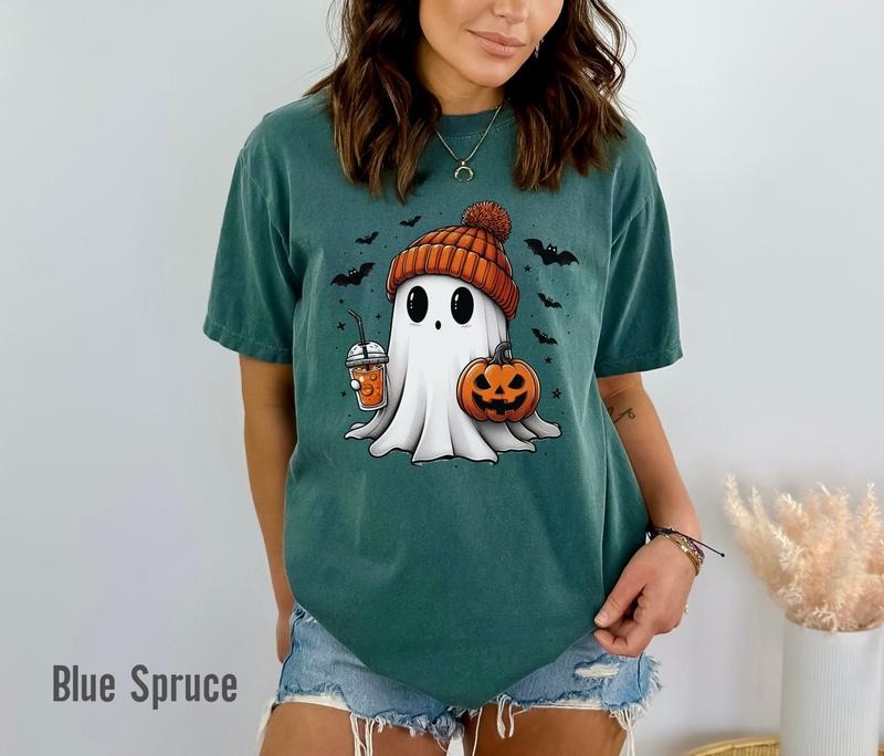Halloween Ghost Comfort Colors Shirt, Cute Ghost Shirt, Womens Halloween Shirt, Cute Fall Shirt, Spooky Season Shirt,...