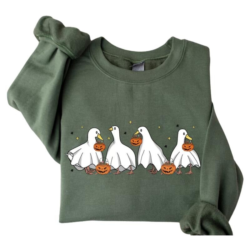 Halloween Ghost Ducks Sweatshirt, Halloween Ghost Ducks Hoodie, Ghost Ducks Shirt, Retro Spooky Season TEE Classic Crewneck