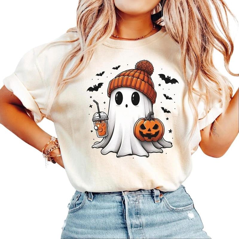 Halloween Ghost Shirt, Cute Ghost Tshirt, Womens Halloween T-shirt, Cute Fall Tee, Spooky Season Comfort Colors Shirt,...