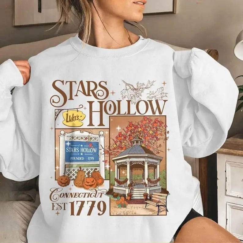 Halloween Gilmore Girls Sweatshirt, Retro Stars Hollow Fall sweatshirt, TV Show Apparel, Stars Hollow Connecticut Tee,...