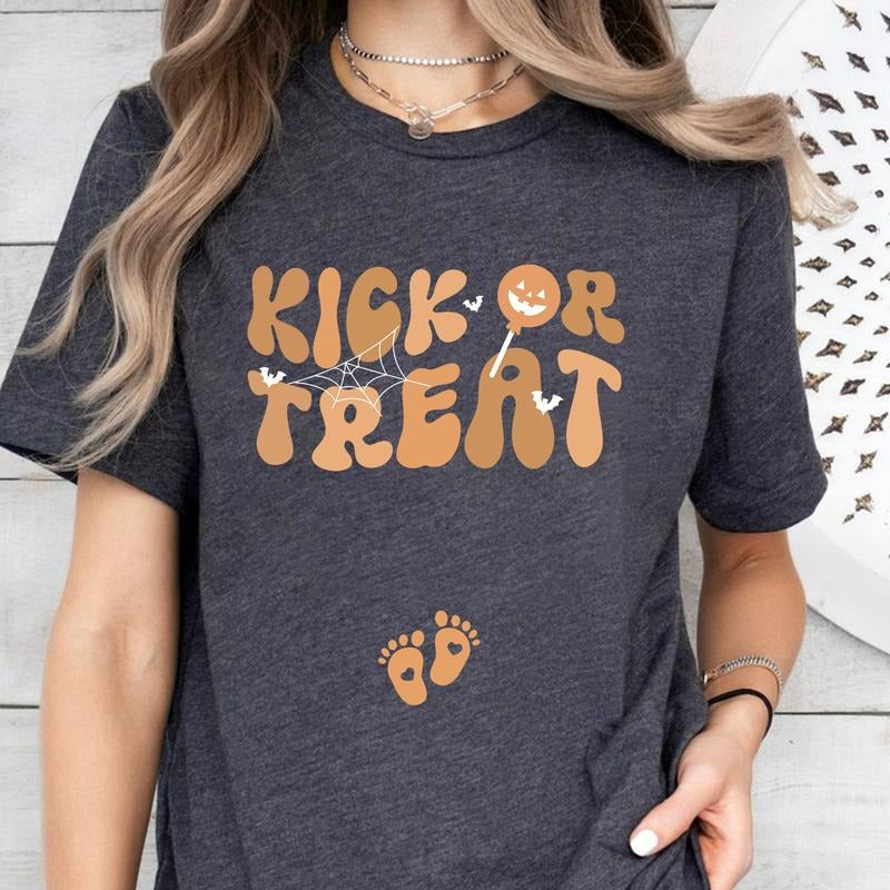 Halloween Pregnancy Announcement T-Shirt, Fall Halloween Baby Reveal T-Shirt, October Pregnancy Announcement 2nd 3rd...