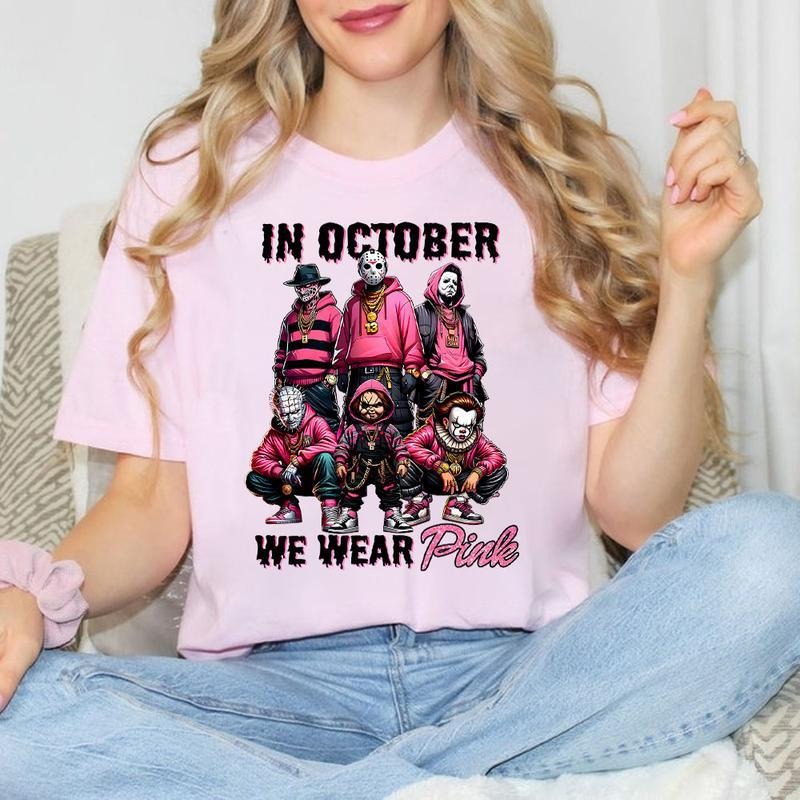 Halloween We Wear Pink Shirt, Halloween ThugLife Shirt, In October Shirt, Funny Halloween Shirt, Gifts Full Size, Full Colors, Sweatshirt Oversize for Men, Women