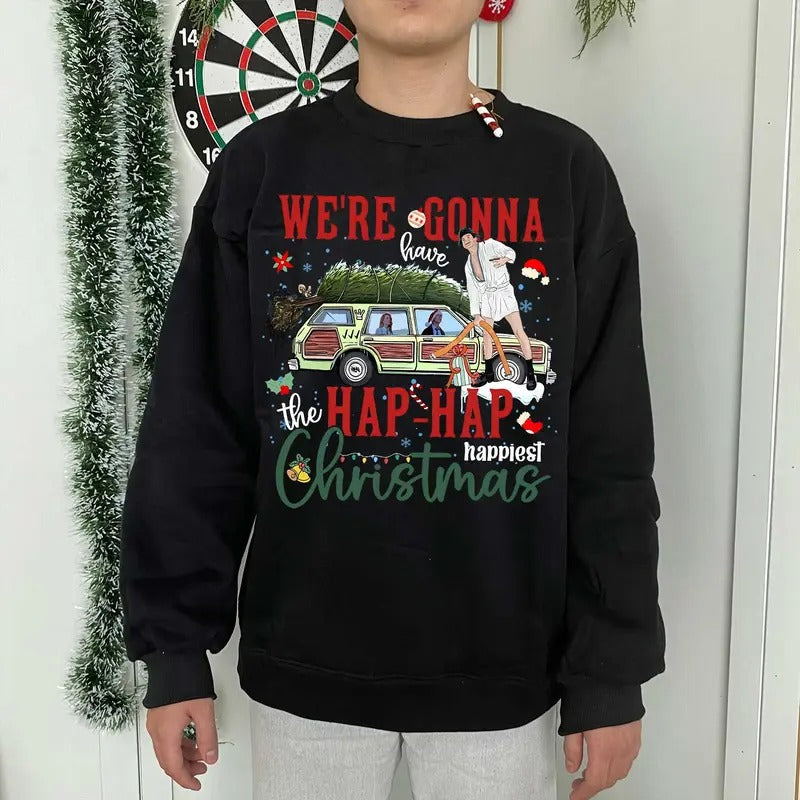 Hap Hap Happiniest Christmas Shirt, Griswold Family Christmas Vacation, Funny Xmas Holiday Tee Sweater Hoodie, Vintage Gift For Christmas