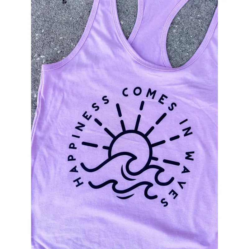 Happiness Comes In Waves Graphic Tank