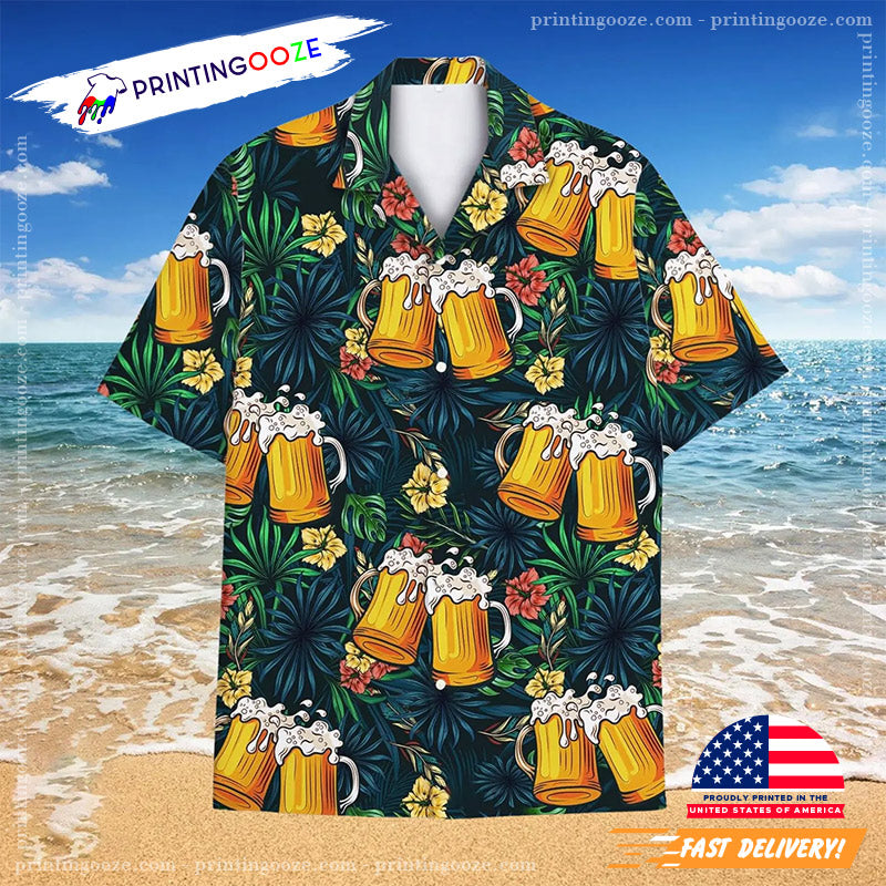 Happy Drink Beer Day Tropical Tree Hawaiian Shirt