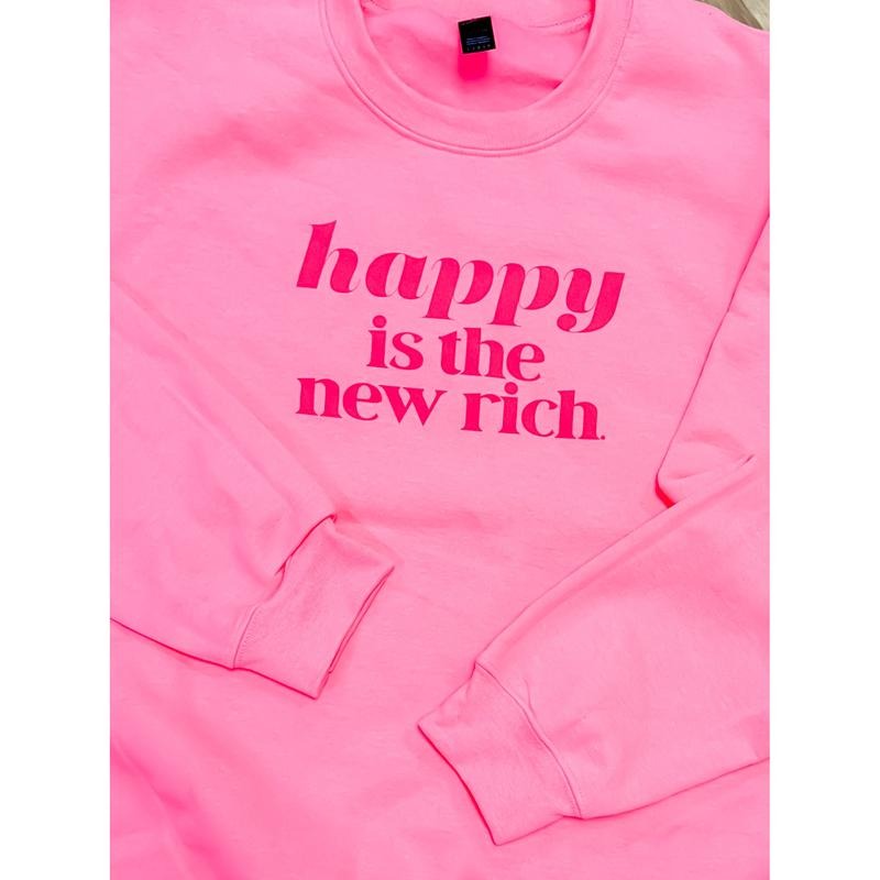 Happy Is The New Rich Graphic Pullover C.O.C.