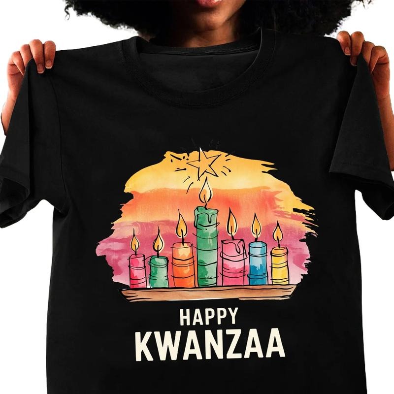 Happy Kwanzaa Shirt, Kwanzaa Shirt, Kwanzaa Candles Shirt, African Culture Tee, Black History Tee Classic Cotton Top