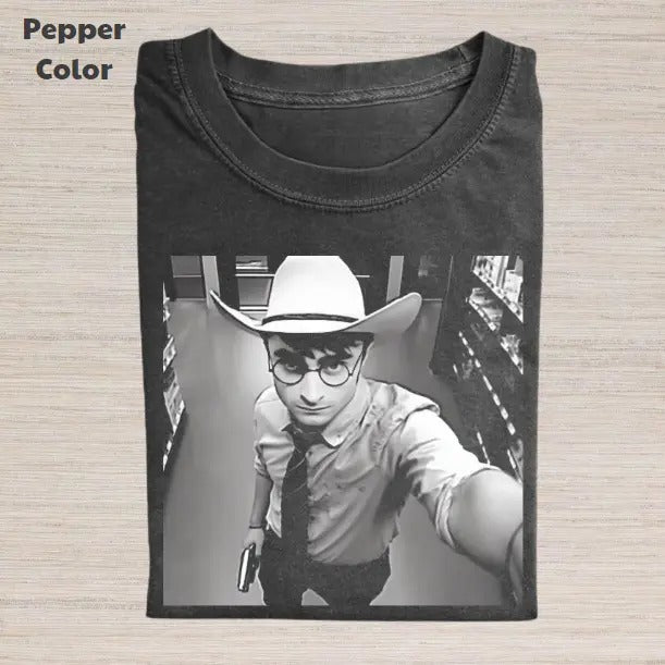 Harry Potter Vintage Graphic Tee, Harry Cowboy T-Shirt, Movies Tee, Unisex Meme Cringe Funny Dumb Shirt, Menswear Womenswear Streetwear
