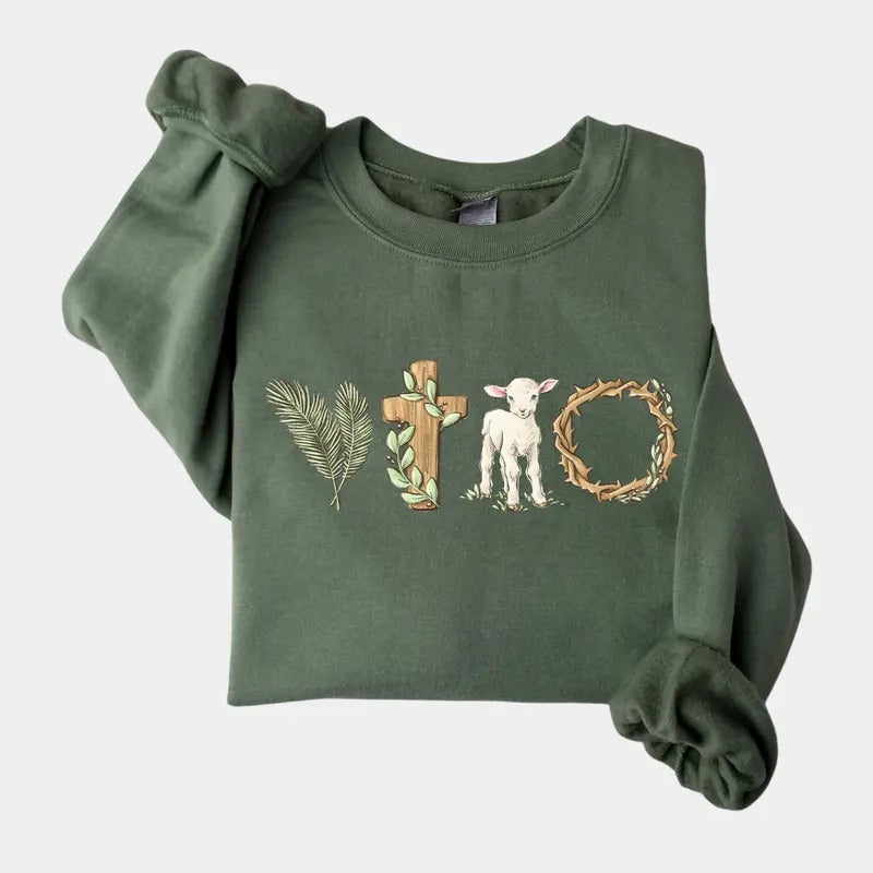 He Is Risen Sweatshirt, Vintage Easter Jesus Sweatshirt, Unisex Sweater T-Shirts, Hoodie | InkThreadWorks.com