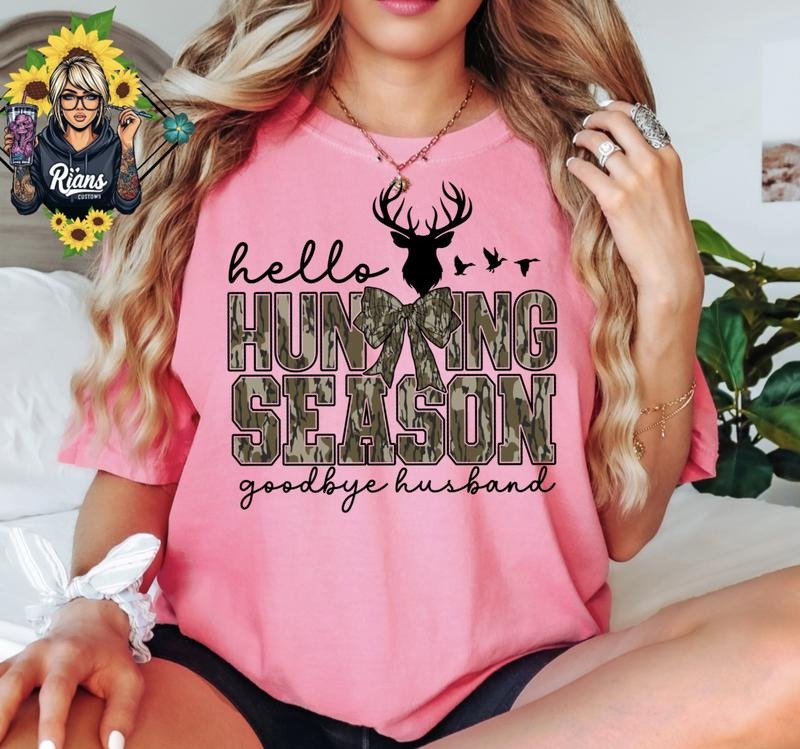 Hello Hunting Season, Goodbye Husband Unisex Tshirt Hoodie, Sweatshirt | InkThreadWorks.com