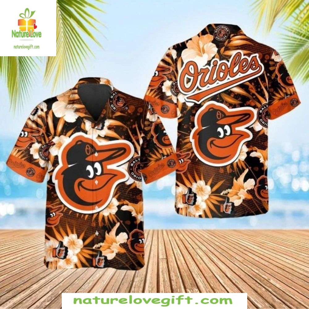 MLB Hawaiian Shirt Hibiscus Flower Orioles Stylish Baseball Apparel