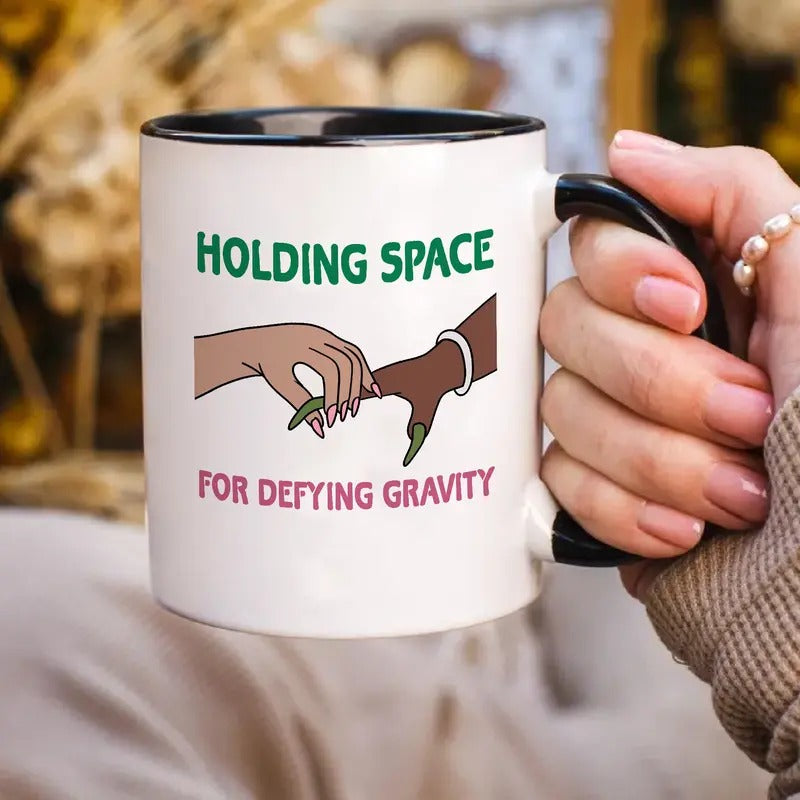 Holding Space Wicked Mug, Wicked Movie Mug, Viral Meme Mug, Meme ariana cynthia space finger, Finger Mug, Holding Space Viral Gift