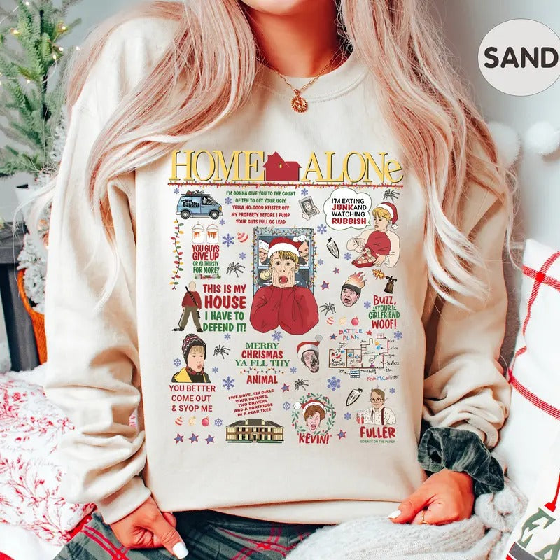 Home Alone Christmas Sweatshirt, Made My Family Disappear Quote Sweatshirt, Kevin Alone Movie Shirt Matching Family Christmas Tees