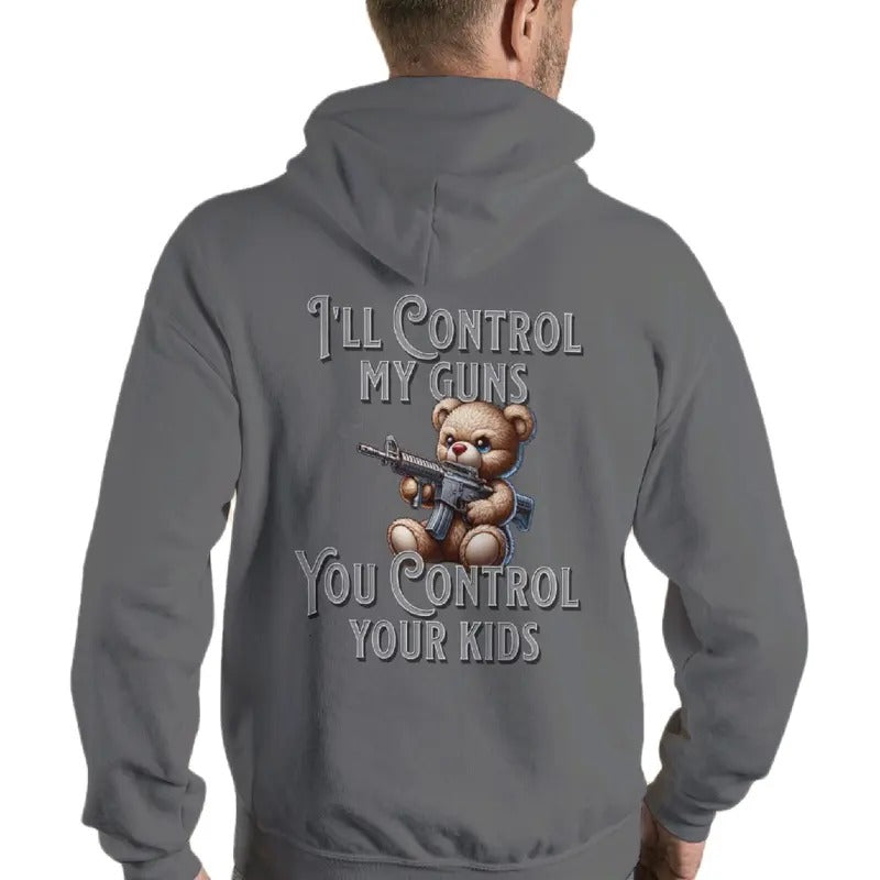 Hoodie: I'll control my guns. You control your kids. Menswear, Casual Pullover unisex hoodie Fabric Shirt Long Sleeve...