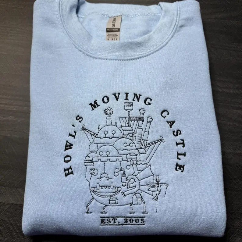 Calcifer Embroidered Tshirt/Sweatshirt/Hoodie, Howl's Moving Castle Shirt, Studio Ghiblie Shirt, Anime Gift Casual Classicstyle{n002}2