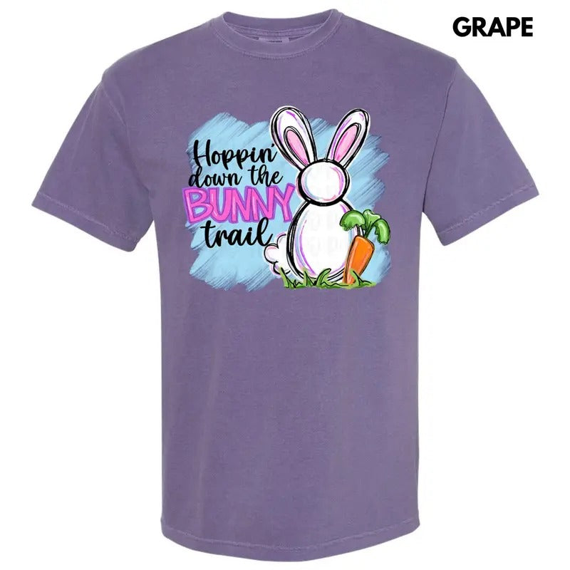 Hoppin Down Bunny Trail Comfort Colors T-Shirt Hoodie, Sweatshirt | InkThreadWorks.com