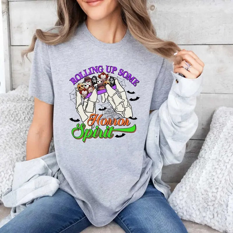 Horror Spirit Shirt, Hallowen Shirt, Cute Fall Shirt, Spooky Season Hoodie, Sweatshirt | InkThreadWorks.com