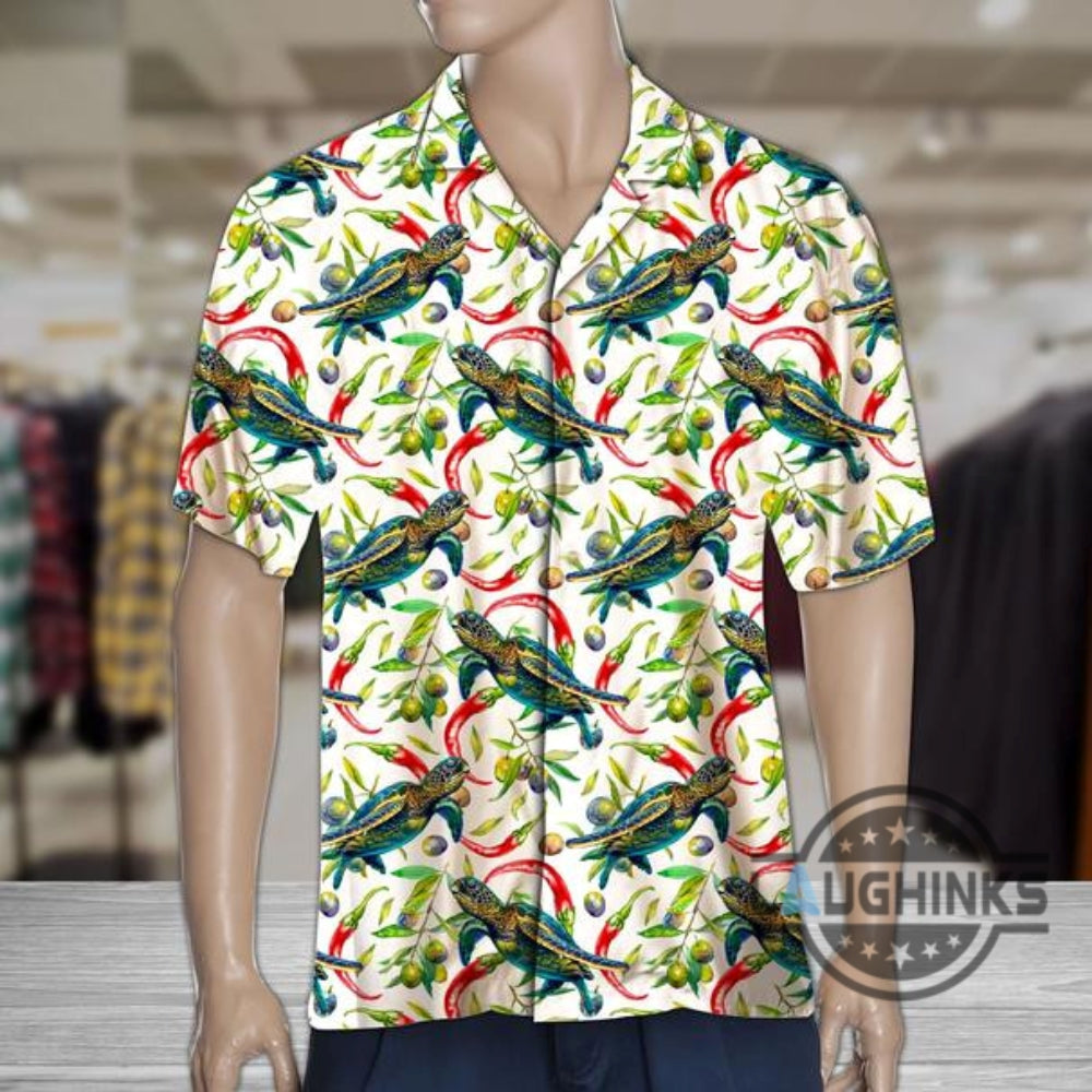 Hot Chili Peppers And Turtle Tropical Hawaiian Shirt 131 Aloha Hawaii Shirts Aloha Summer Beach Button Up Shirts And Shorts Gift