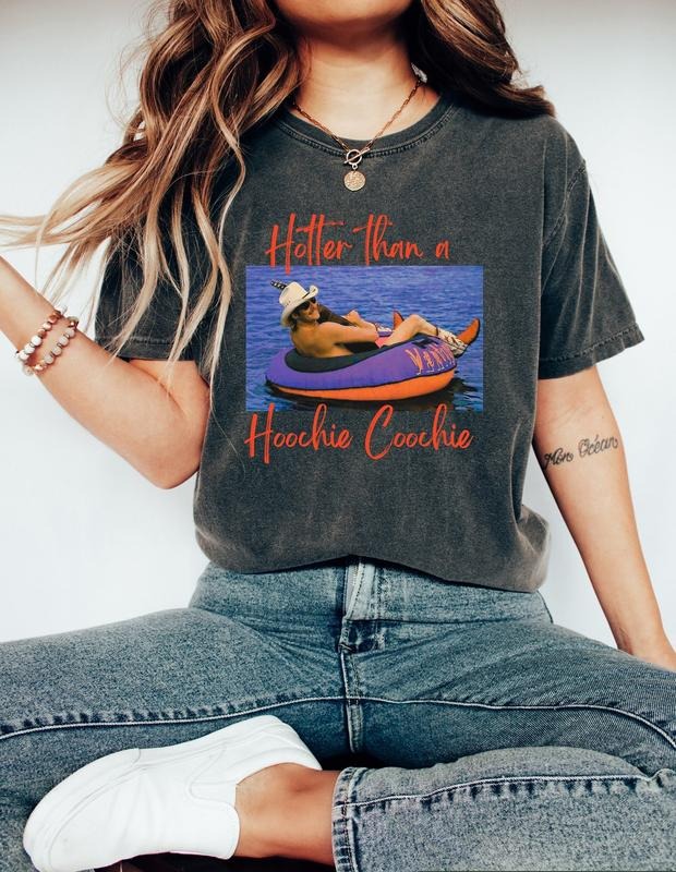 Hotter Than A Hoochie Coochie Womens Summer Vacation T-Shirt, Gift Music Lover Tshirt, 90s Country Music Trendy Summer Shirt Women Concert Comfort Fabric