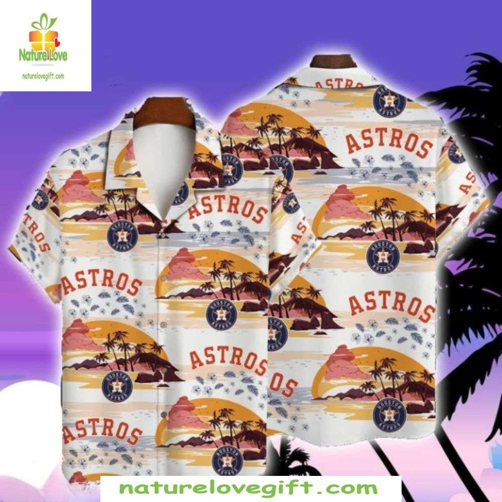 Houston Astros Hawaiian Shirt Palm Tree Sunset Design Stylish Baseball Apparel